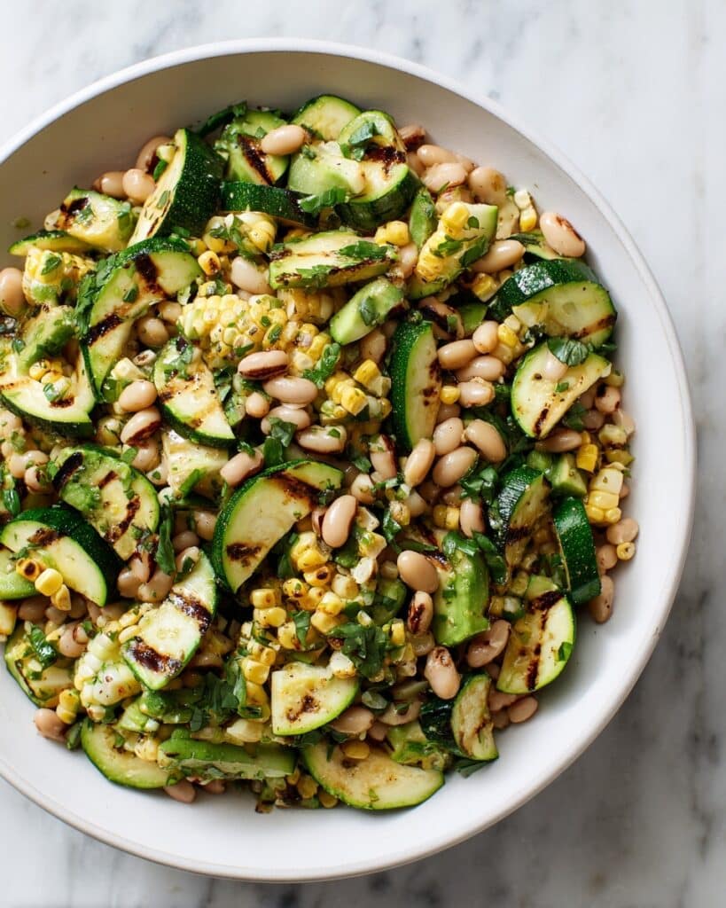 Grilled Zucchini and Corn Salad with Cannellini Beans and Basil Recipe