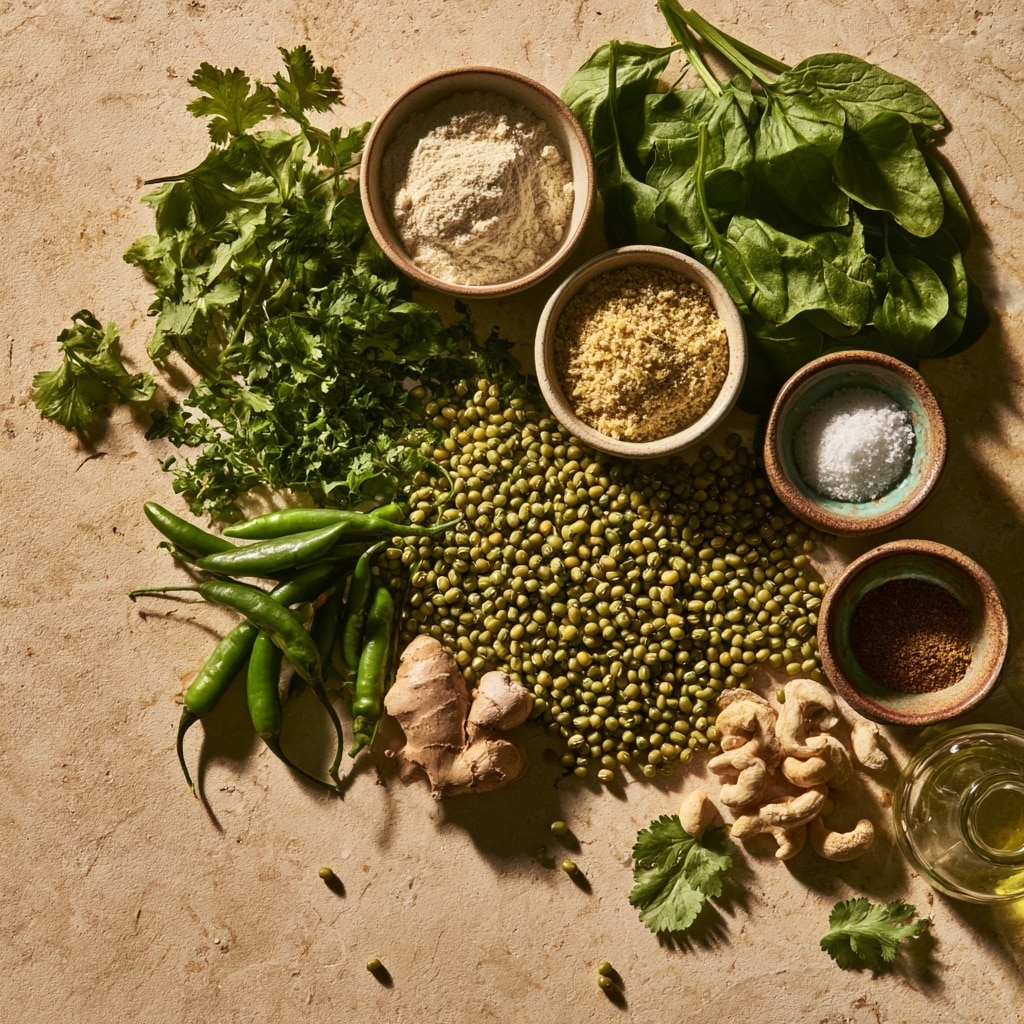 The image shows a close-up top view of a food processor bowl with a clear plastic container filled with a coarse, green and light yellow mixture evenly stuck around the sides and bottom. The mixture has a crumbly texture with small bits of different shades of green and yellow, indicating blended herbs or vegetables. The food processor has a central blade and a beige-colored center part. The bowl is placed on a white marbled surface. Photo taken with an iphone --ar 4:5 --v 7