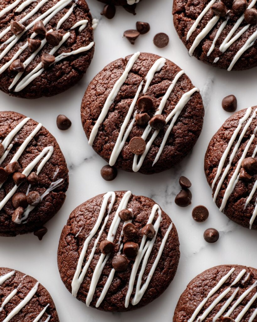 Chocolate Cake Mix Cookies with White Chocolate Drizzle Recipe