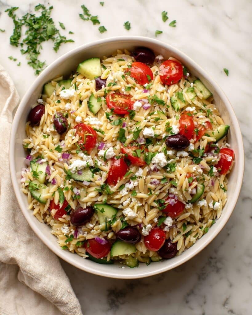 Vegan Mediterranean Orzo Salad Recipe