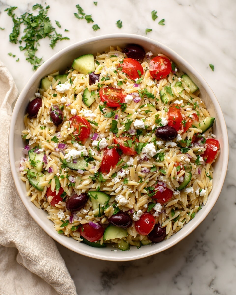 Vegan Mediterranean Orzo Salad Recipe