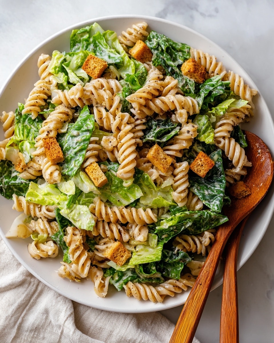 Caesar Pasta Salad with Creamy Greek Yogurt Dressing Recipe