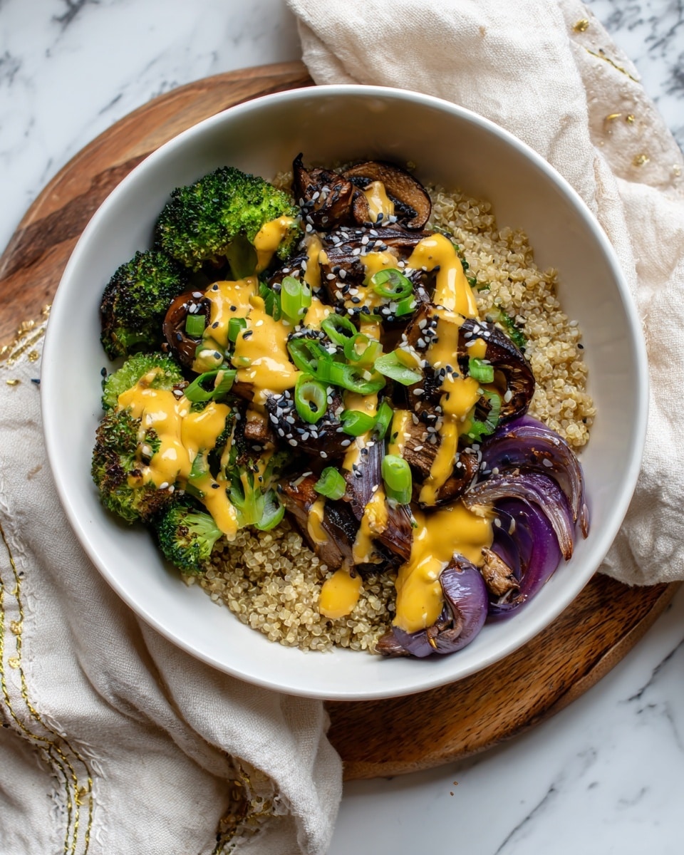 Roasted Veggie Quinoa Bowls with Miso-Turmeric Vinaigrette Recipe