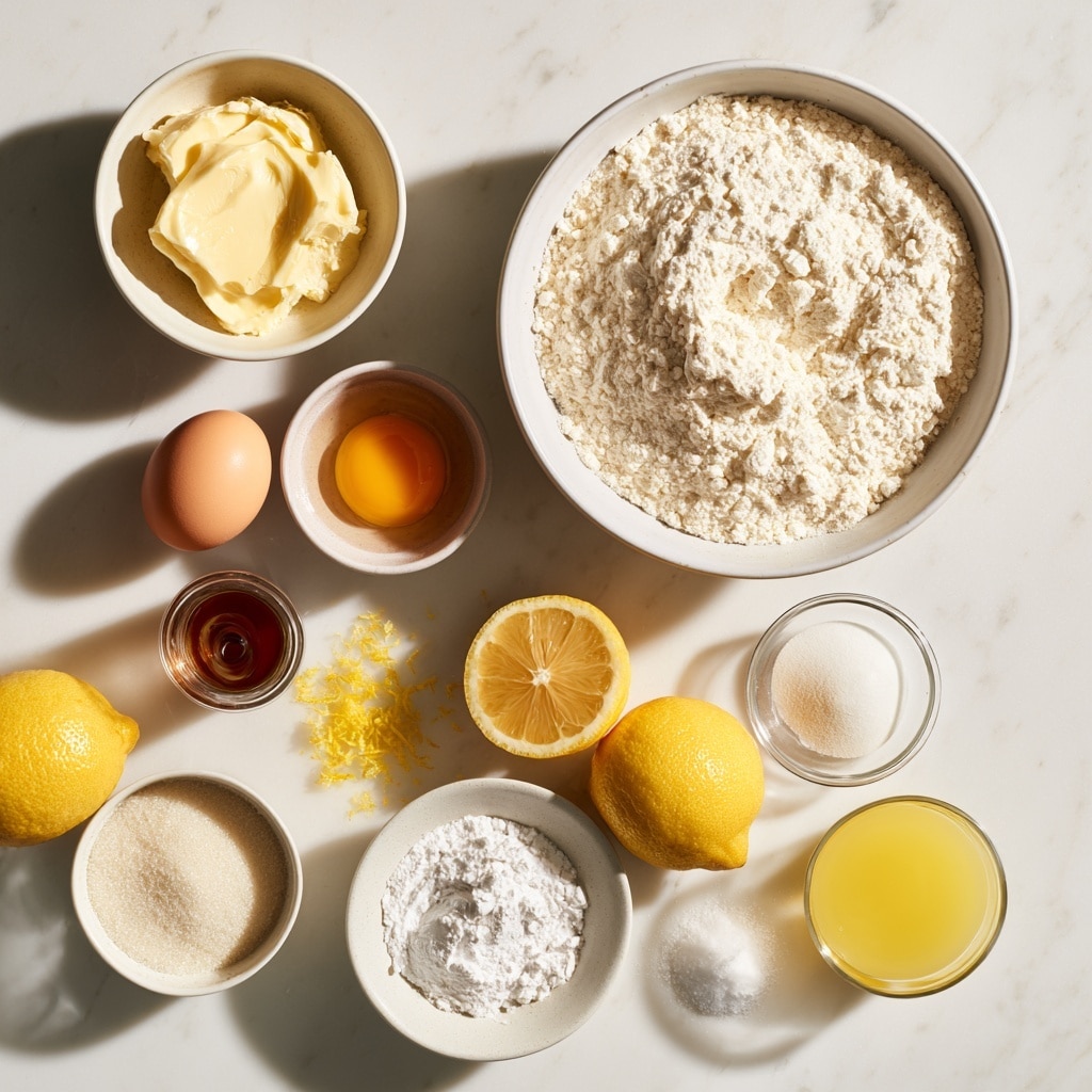 The image shows three steps of making soft yellow cookies. The first part features a clear glass bowl with crumbly dough inside, placed on a white marbled surface with a yellow striped cloth beside it. The second part shows several round, slightly cracked cookies with a smooth surface and pale yellow color evenly spread on parchment paper. The third part captures a close-up of white glaze being poured slowly from a white container onto a single cookie, highlighting the smooth, creamy texture of the glaze and the soft, round cookie underneath. Photo taken with an iphone --ar 4:5 --v 7