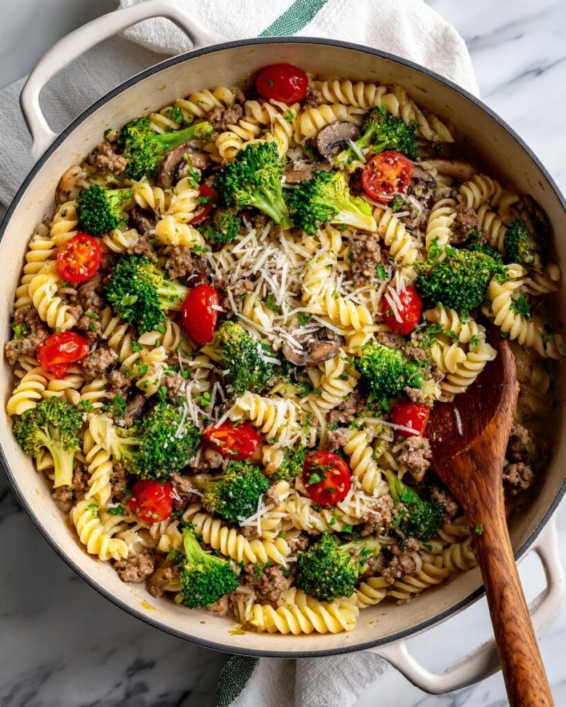 Easy One Pot Pasta with Ground Beef and Broccoli Recipe