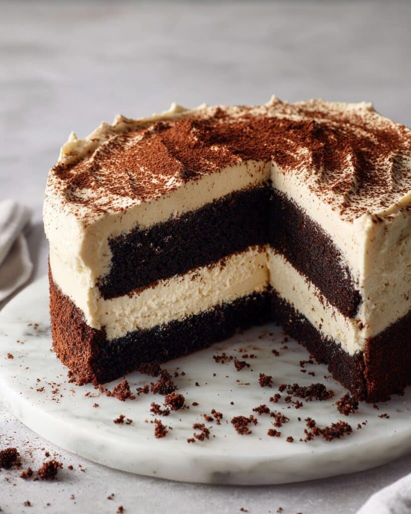 Black Cocoa Cake with Rich Mascarpone Frosting Recipe