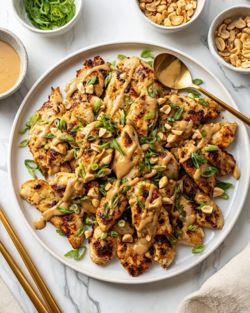 Peanut Butter Chicken with Quick Pickled Veggies and Rice Recipe