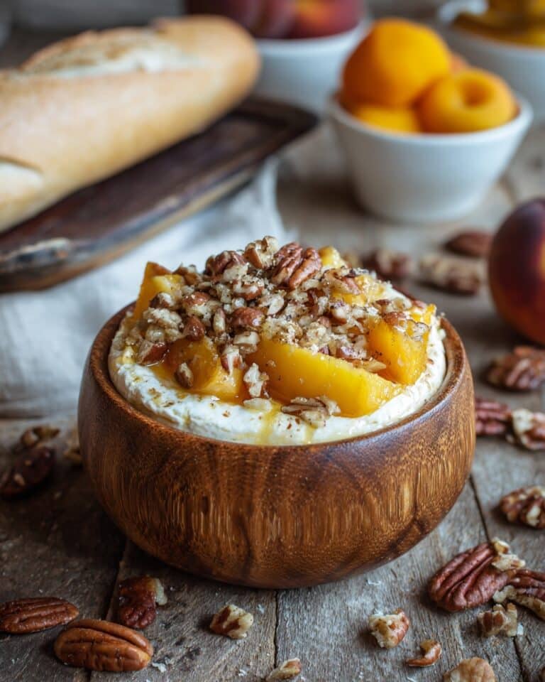 Baked Brie with Peaches, Pecans, Herbs, and Honey Recipe
