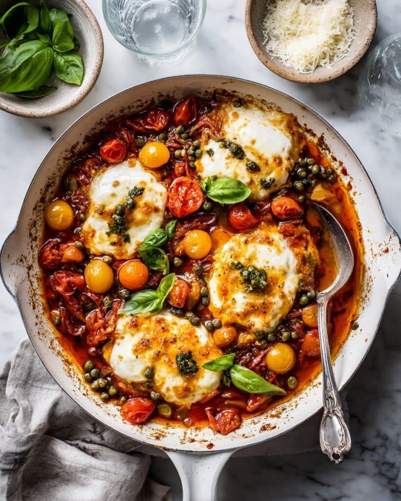 Caprese Chicken Cutlets with Blistered Tomatoes Recipe