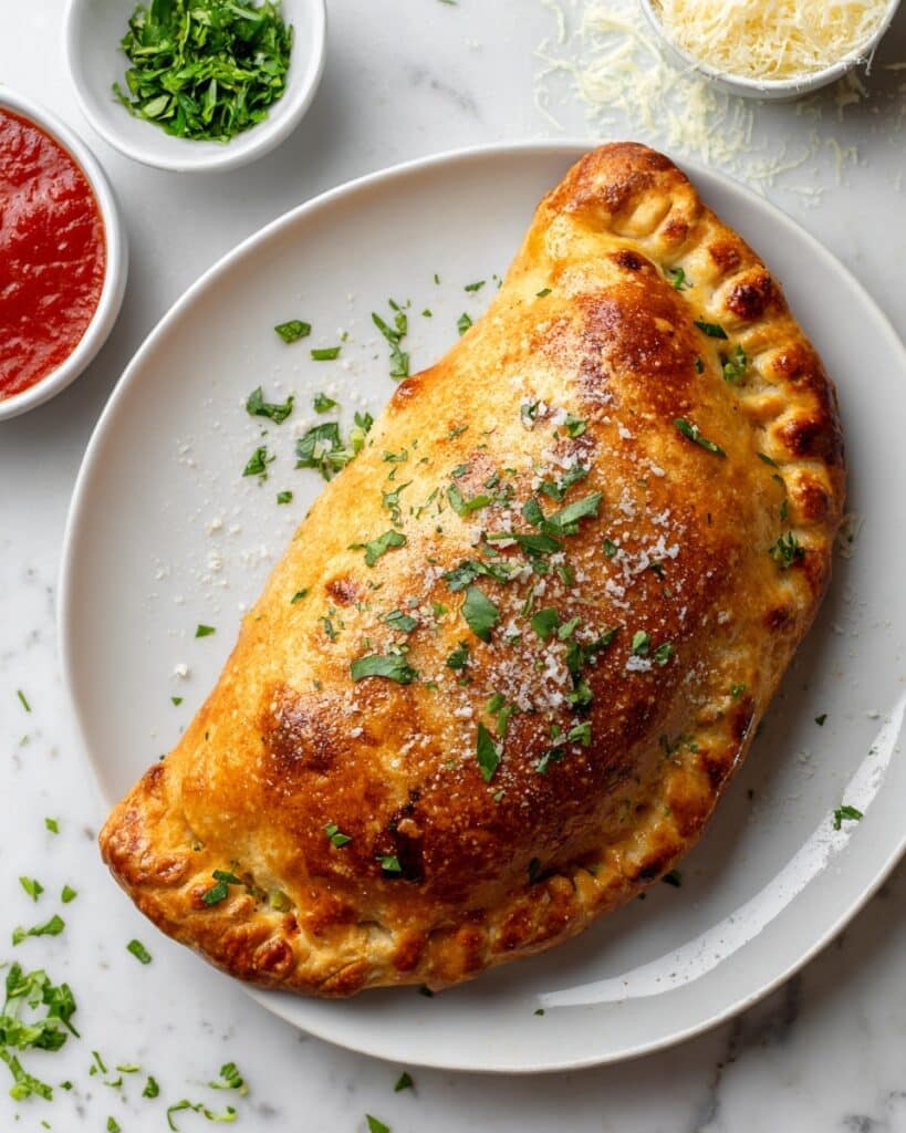 Chicken and Mushroom Calzone with Fresh Ricotta and Basil Recipe