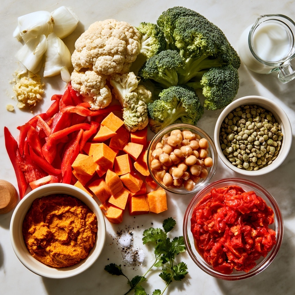 A rectangular baking tray with four sections of chopped vegetables neatly placed inside: bright red bell pepper strips on the top left, white cauliflower florets on the top right, finely chopped white onions in the center near the bottom, and fresh green broccoli florets covering the bottom left corner. The tray has a speckled white and black pattern and sits on a white marbled surface. The vegetables are raw and arranged in clear separate piles, showing their fresh textures and colors vividly. Photo taken with an iphone --ar 4:5 --v 7