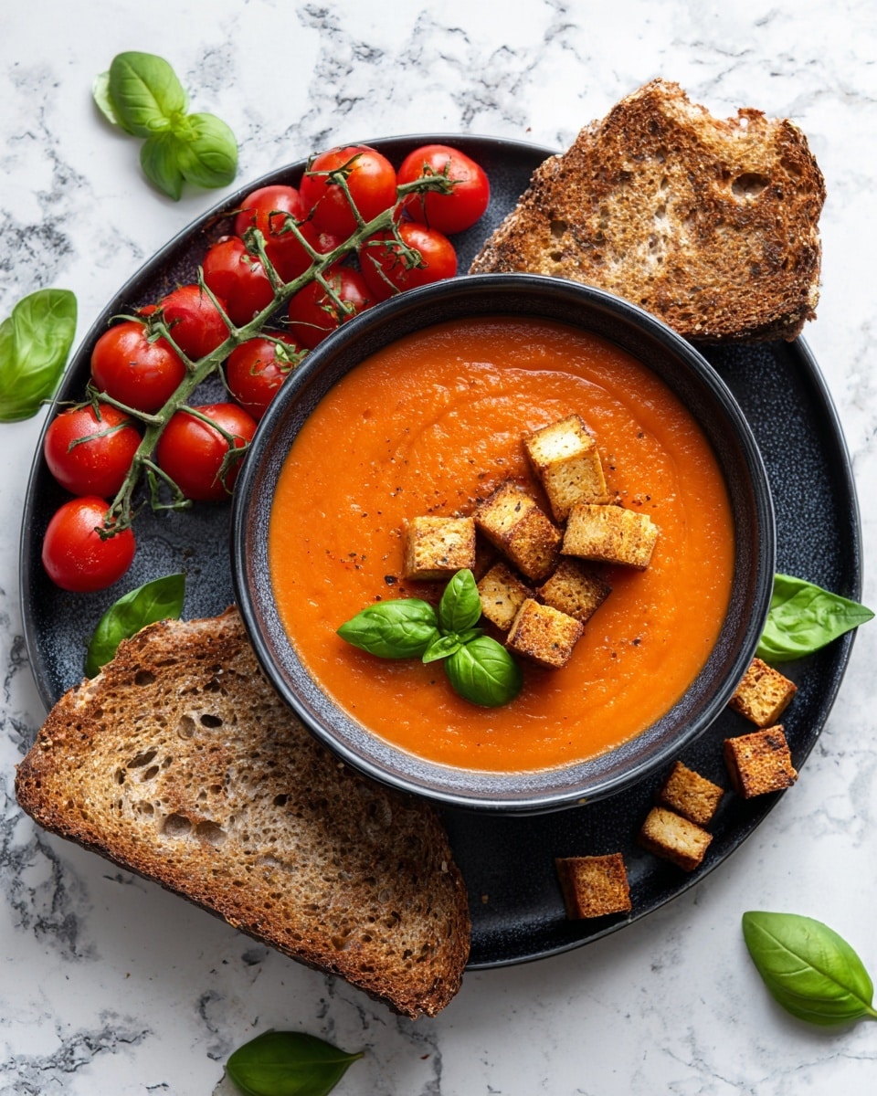 Tomato Tofu Soup with Crispy Air Fryer Tofu Recipe