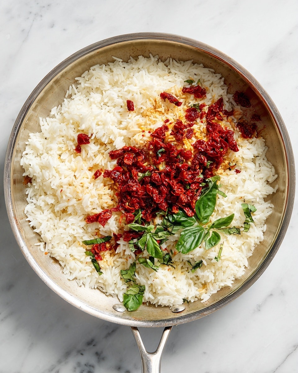 30 Minute Sun-dried Tomato, Parmesan, and Basil Chicken and Rice Recipe - Recipe Image