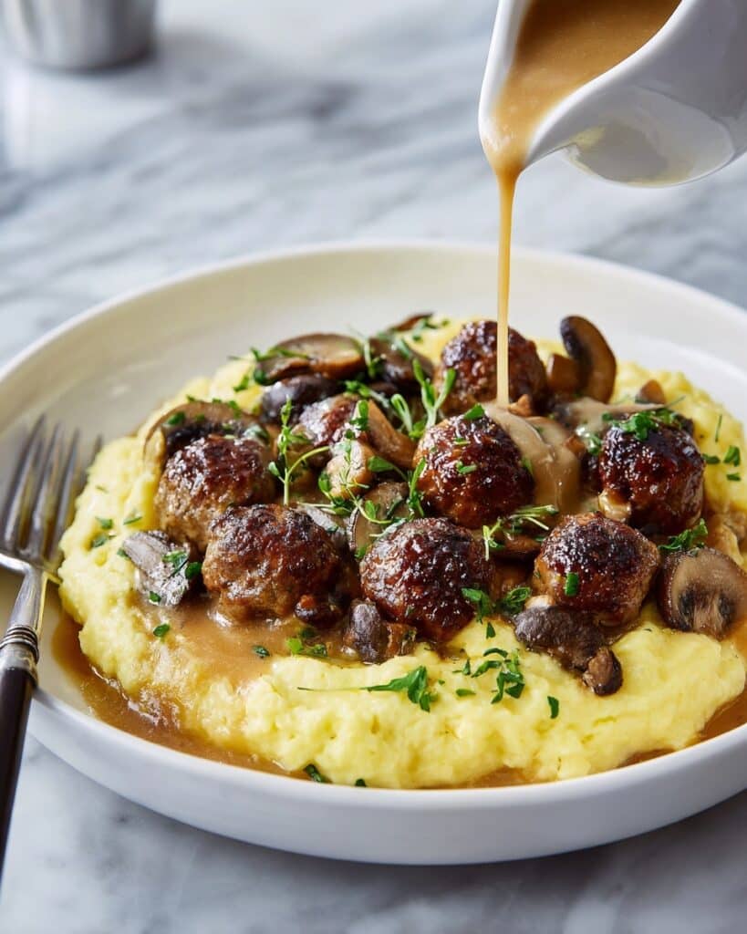 Beef Meatballs in Mushroom Gravy Recipe