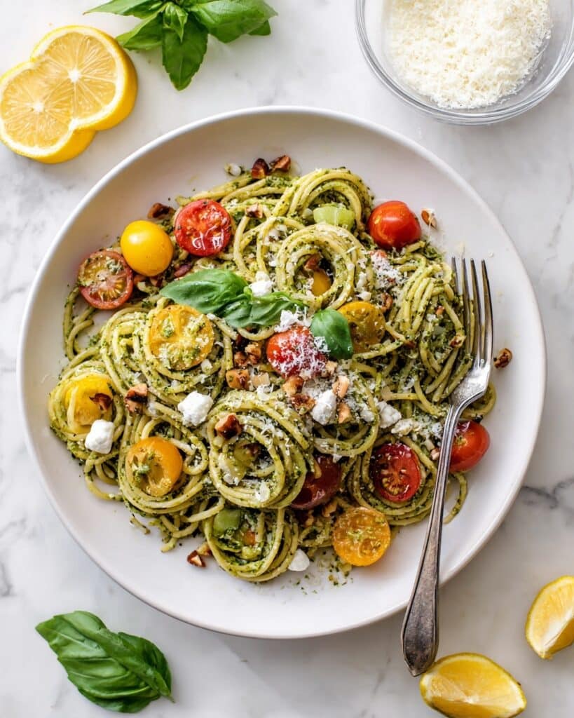 Green Olive Pesto Pasta Recipe