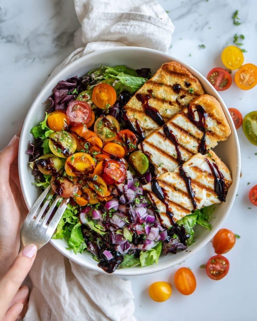 Grilled Halloumi Bruschetta Salad Recipe