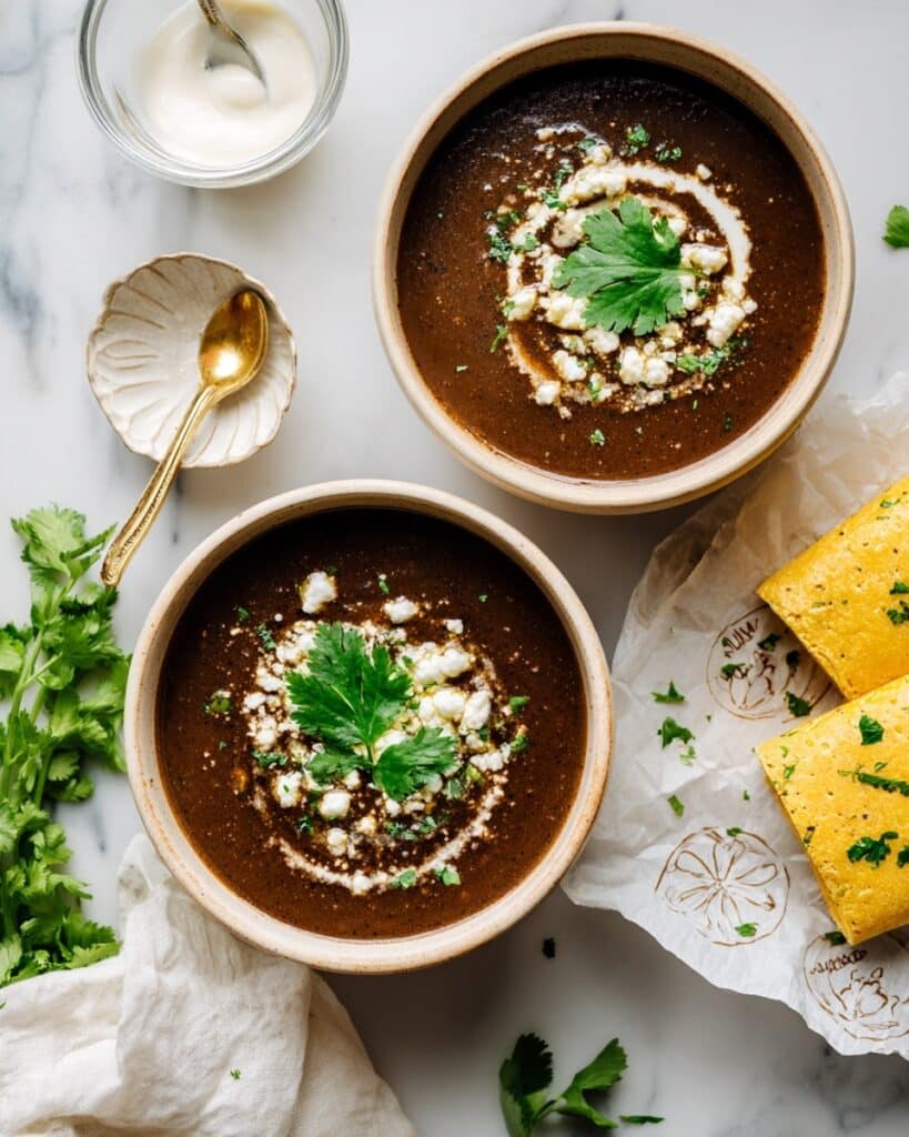 Easy Black Bean Soup with Cheesy Tortilla Dippers Recipe