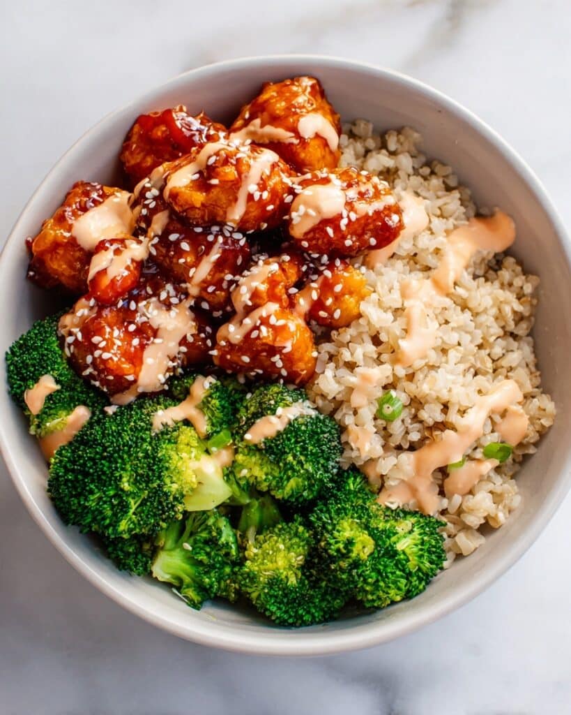 Sticky Chicken Rice Bowls with Spicy Mayo and Broccoli Recipe
