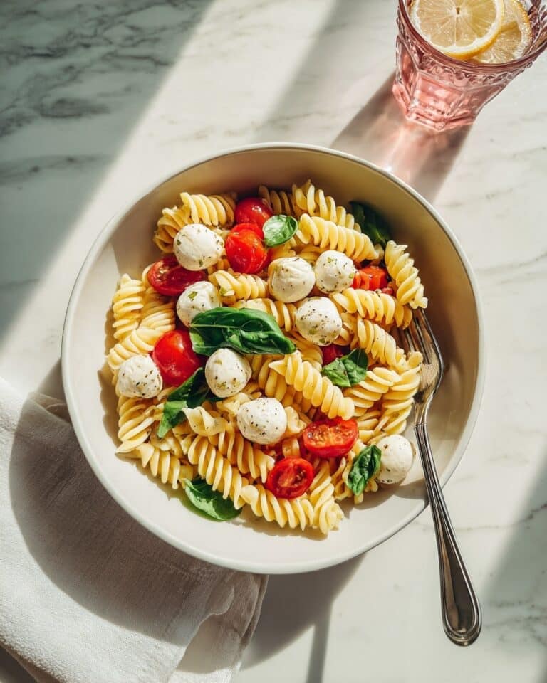 Summer Caprese Pasta Salad with Tomato Dressing Recipe