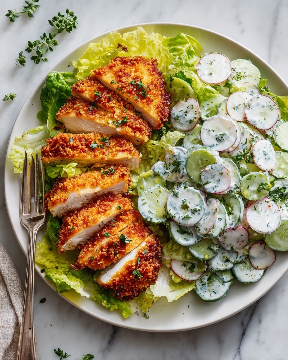 Crispy Chicken Cutlets with Buttermilk Cucumber Salad Recipe