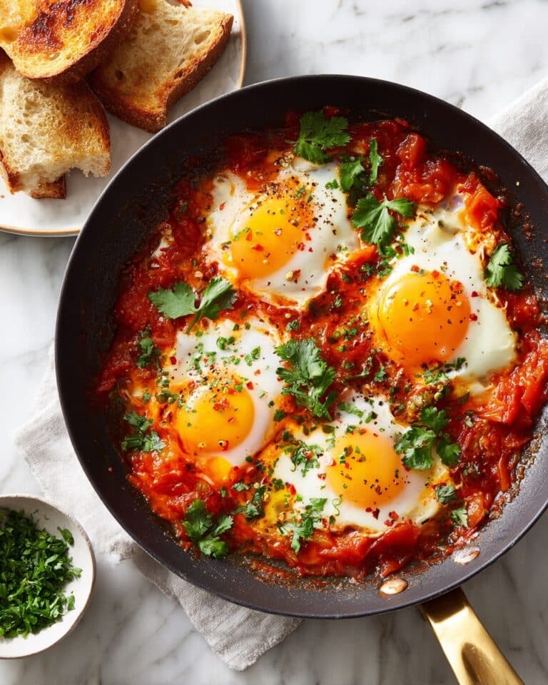 Shakshouka: Spicy Tomato and Egg Skillet with Feta or Mozzarella Recipe