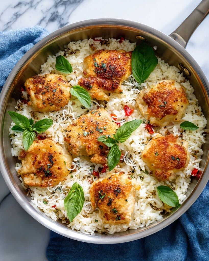 30 Minute Sun-dried Tomato, Parmesan, and Basil Chicken and Rice Recipe