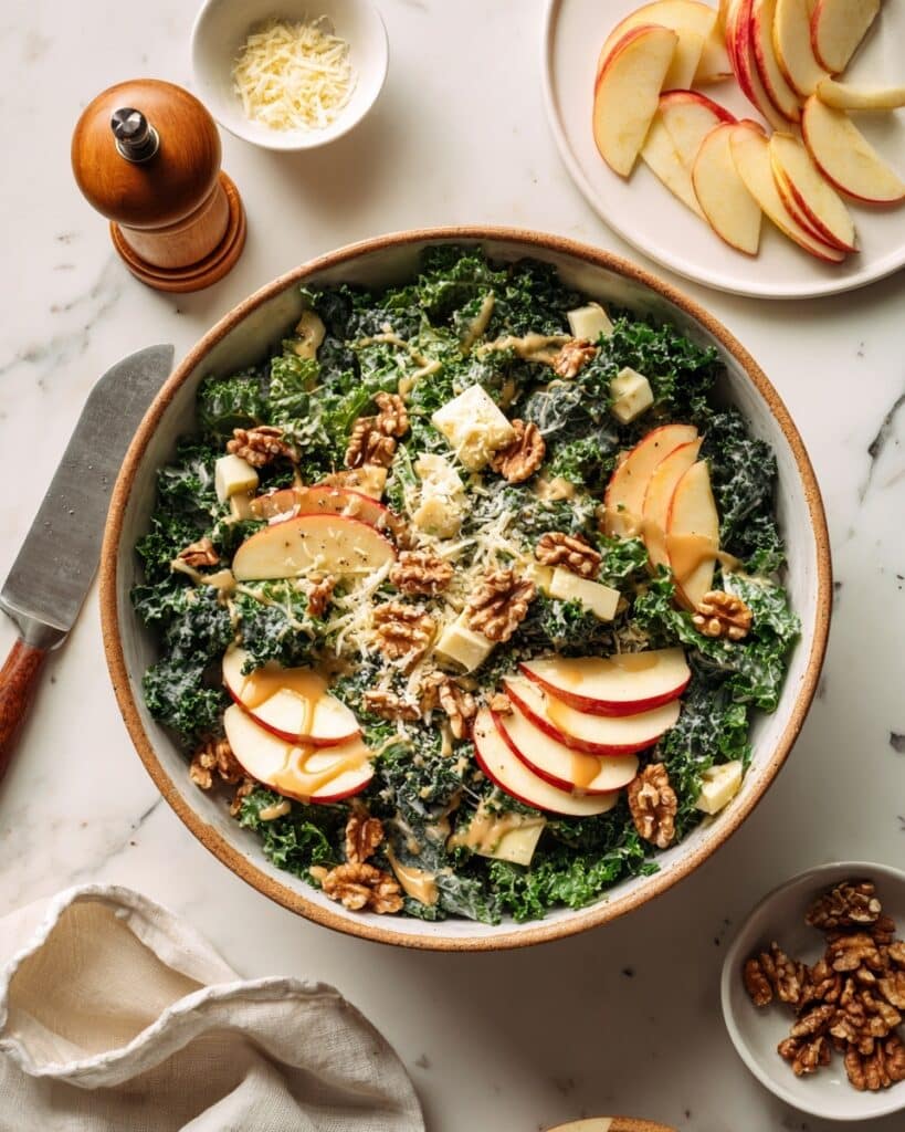 Autumn Lover’s Kale Apple Salad with Cinnamon Cider Vinaigrette Recipe