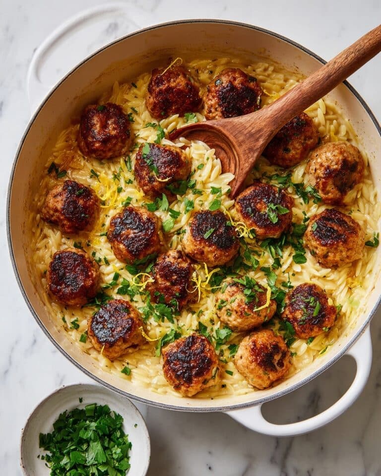 Sage Chicken Meatballs with Lemony Leek Orzo Recipe