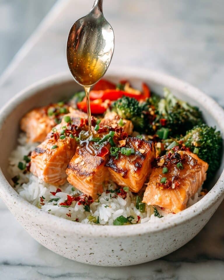 Sheet Pan Hot Honey Glazed Salmon and Veggies with Homemade Hot Honey Sauce Recipe
