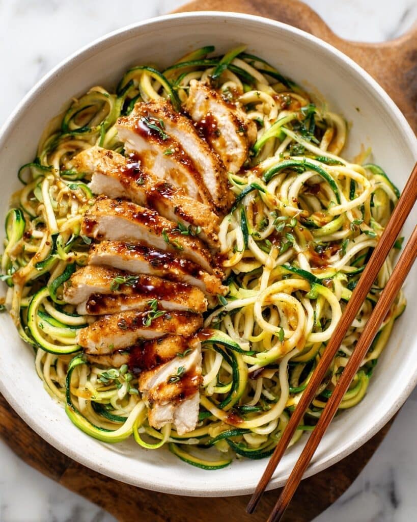 Zucchini Noodles with Teriyaki Chicken Recipe