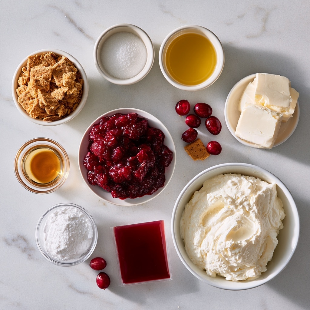 Four square pans with different dessert layers are shown on a white marbled surface. The first pan has a crumbly light brown base layer with a rough texture. The second pan is filled with a smooth, dark red jelly-like layer that looks glossy and thick. The third pan contains a creamy white layer, spread evenly and flat with a soft, smooth texture. The last pan has a pink layer on top, with a whipped, slightly swirled and fluffy texture covering the surface fully. Each pan is lined with white parchment paper and is viewed from above. Photo taken with an iphone --ar 4:5 --v 7