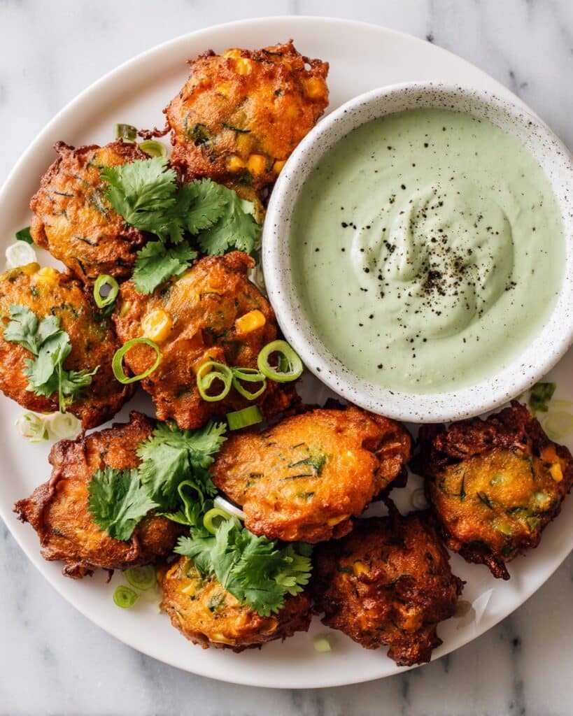Cauliflower Fritters with Spiced Chickpea Batter and Cilantro Yogurt Dip Recipe