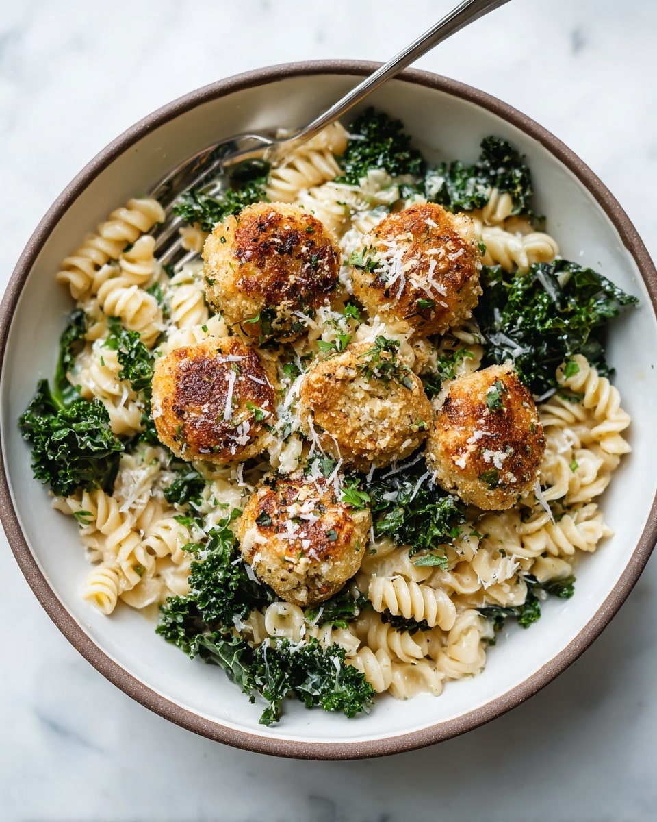 Turkey Sage Meatballs with Sautéed Kale and Orzo Recipe