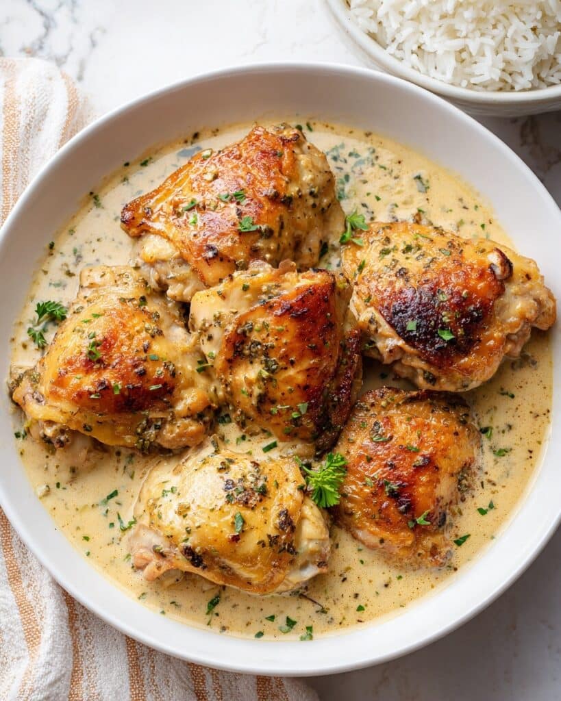 Creamy Garlic Chicken Thighs Recipe