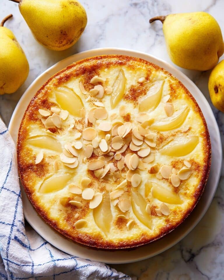 Pear Cake with Sliced Almonds and Lemon-Zested Pears Recipe