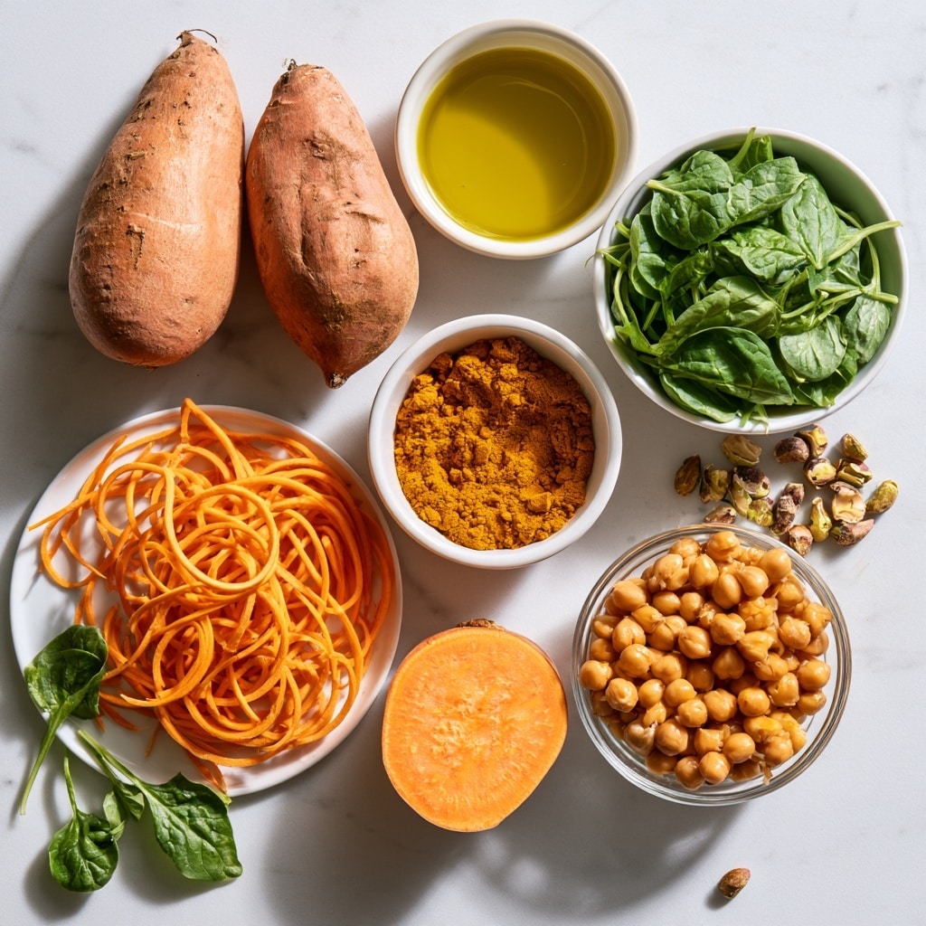 A clear glass bowl filled with a large pile of bright orange spiralized sweet potato noodles, each noodle thin and curly, with a smooth texture and slightly shiny surface. The bowl sits on a white marbled surface with soft natural light coming from the back, creating a fresh and clean look. The noodles are the only visible layer, sitting loosely tangled in the bowl, giving a sense of lightness and volume. Photo taken with an iphone --ar 4:5 --v 7