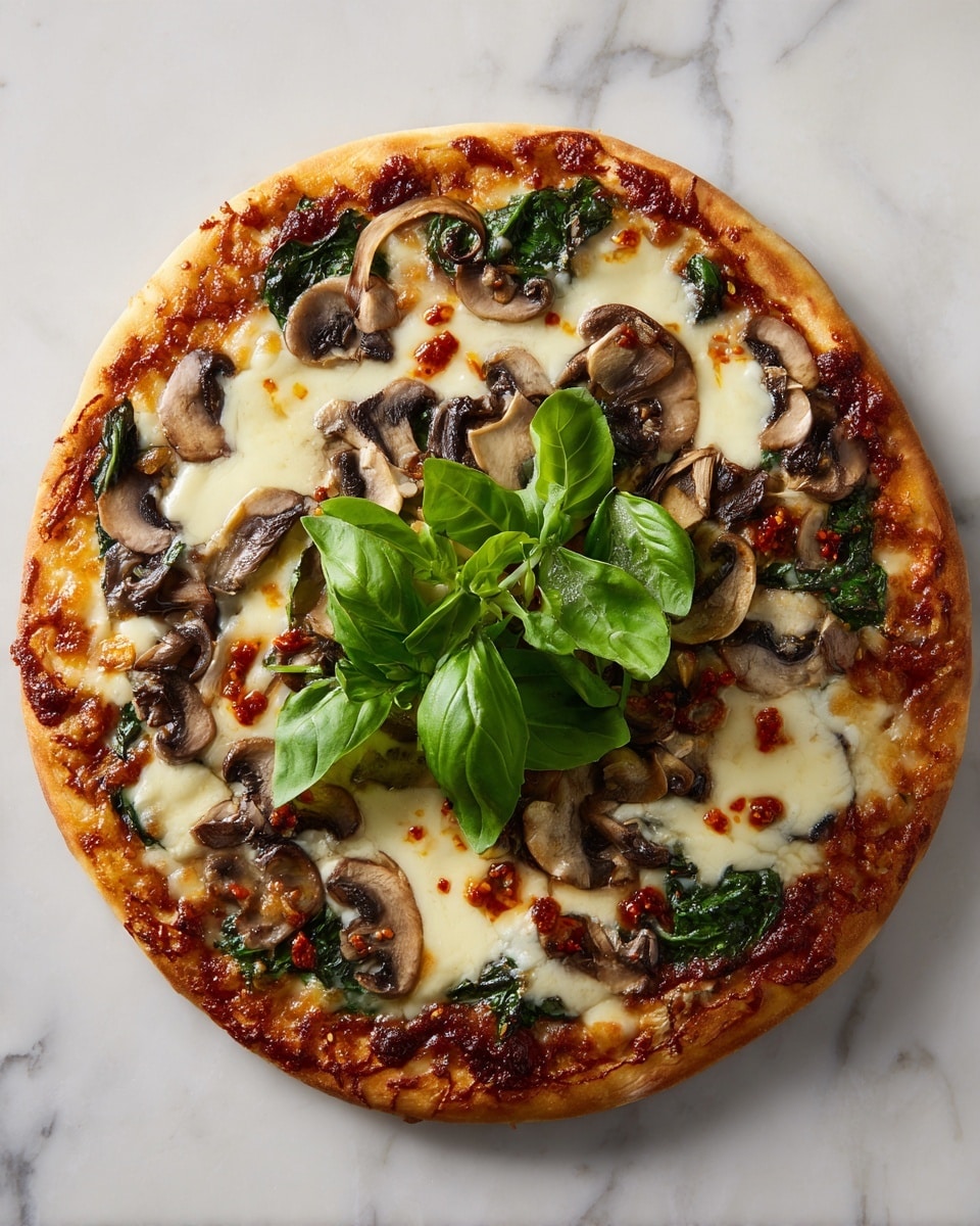 Spinach & Mushroom Naan Flatbread Pizza Recipe