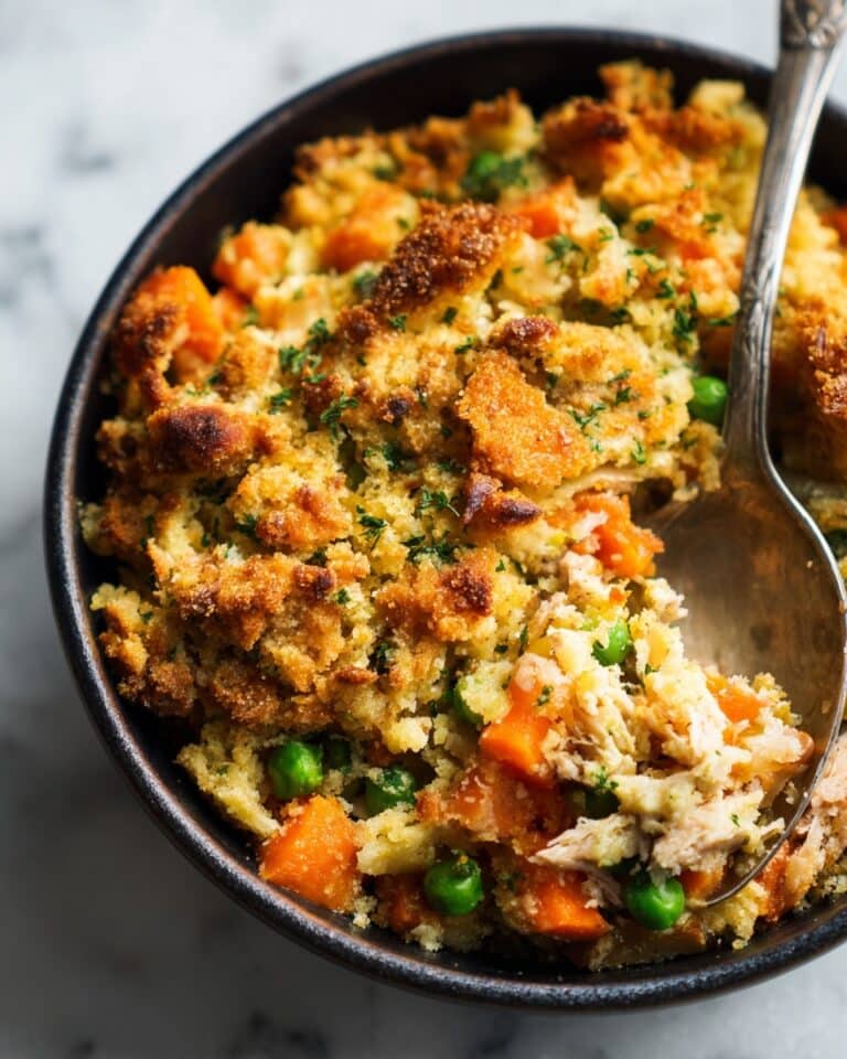 Chicken Pot Pie Casserole with Biscuit Crumbles Recipe
